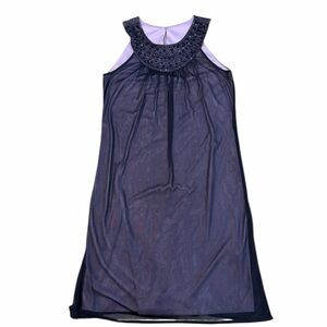 Jessica Howard Beaded Neck Sleeveless Sheer Overlay Dress – Size 6